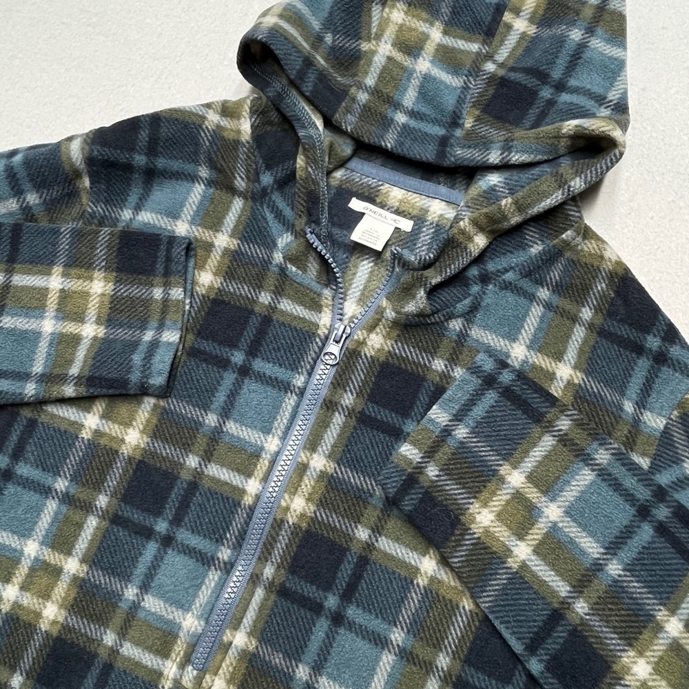 ONeill Mens‎ Plaid Fleece Hoodie Full Zip Long Sleeve Casual Size L